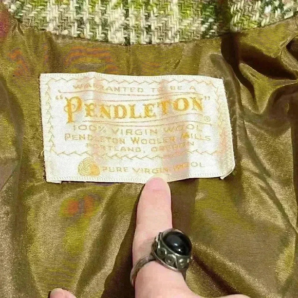 Vintage Pendleton 60s 70s Womens Green Shadow Plaid Blazer Jacket Coat Medium - Picture 3 of 14